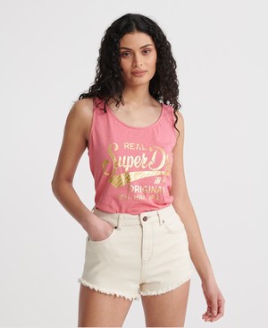 Superdry Real Originals Text Classic Női Mellény Rózsaszín | HVWKR2195